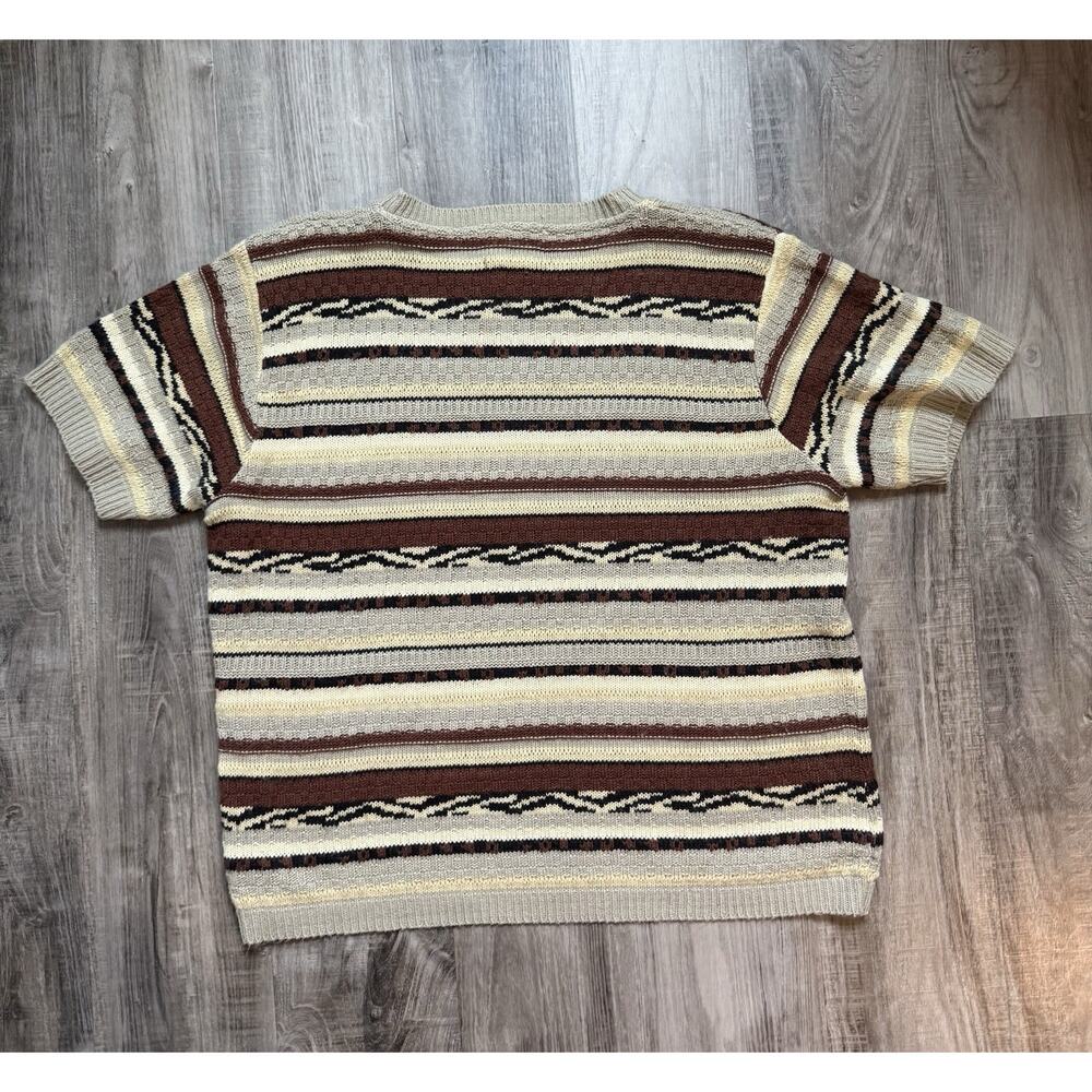 Vintage 90s Cricket Lane Petites L Striped Knit Short Sleeve Sweater - Picture 5 of 7